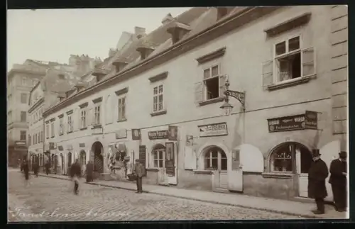 Foto-AK Wien, Josef Pasawa Schuhmacher in der Tandelmarktgasse
