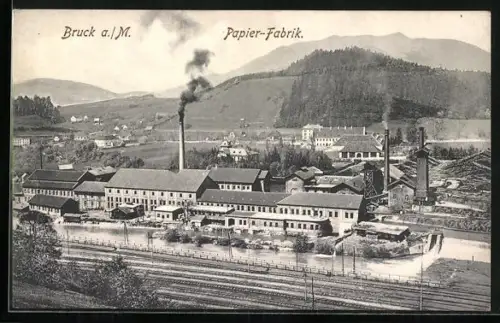 AK Bruck a. M., Blick auf die Papier-Fabrik