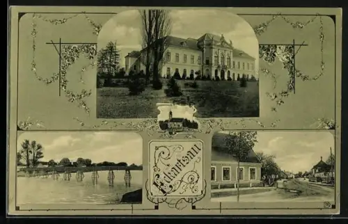 AK Eckartsau, Strassenpartie mit Häusern