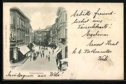 AK Wels, Blick in die Schmiedgasse