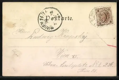 AK St. Michael in Obersteiermark, Teilansicht mit Gasthaus und Handlung Hans Stölzle