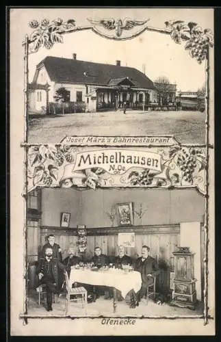 AK Michelhausen /N. Oe., Gasthaus Josef März`s Bahnrestaurant, Ofenecke