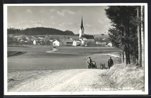 AK Amerang, Ortsansicht mit Umgebung, Bauern mit Karren