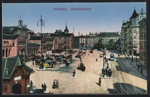 AK München, Verkehr auf dem Bahnhofplatz