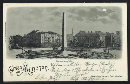 AK München, Karolinenplatz mit Säule