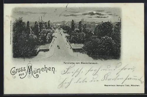 AK München, Panorama vom Maximilianeum aus gesehen