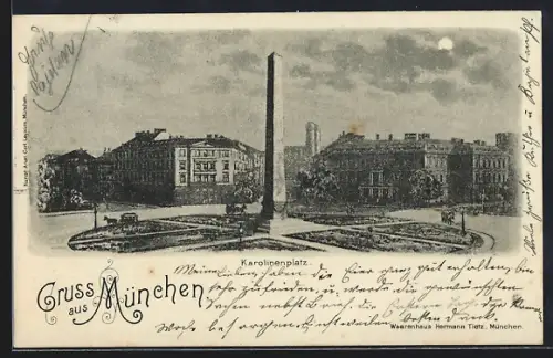 AK München, Karolinenplatz mit Säule