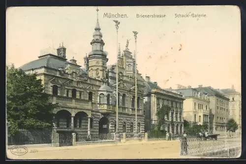 AK München, Brienerstrasse, Alte Schack-Galerie, Pferdekutsche