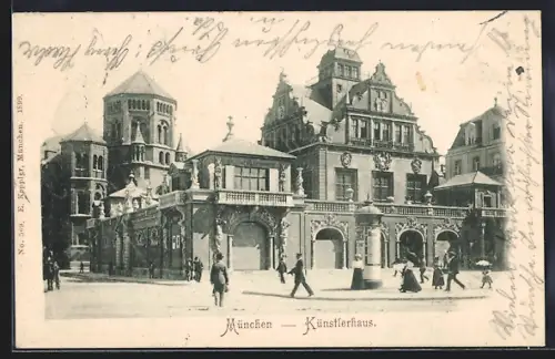 AK München, Künstlerhaus und Synagoge von der Strasse aus
