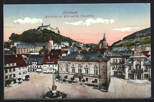 AK Kulmbach, Marktplatz mit Blick auf die Plassenburg