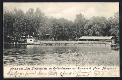 AK Berlin-Zehlendorf, Alte Fischerhütte am Schlachtensee & Grunewald