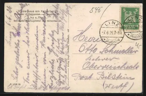 AK Linz a. Rhein, Cafe Winzerhaus am Kaiserberg