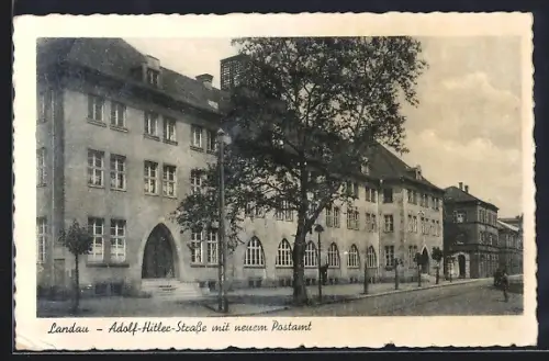 AK Landau / Pfalz, strasse mit neuem Postamt