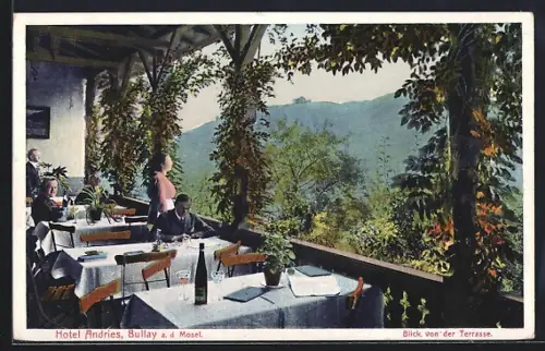 AK Bullay, Hotel Andries, Blick v. d. Terrasse