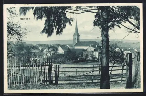 AK Morbach / Hunsrück, Ortsansicht von einem Gatter aus