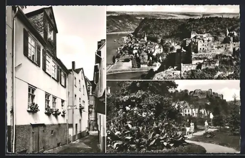 AK St. Goar /Rh., Pension Bernhard mit Strasse, Ortsansicht