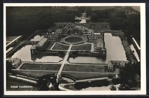 AK Nordkirchen /Lüdinghausen, Schloss Nordkirchen mit Anlagen aus der Vogelschau