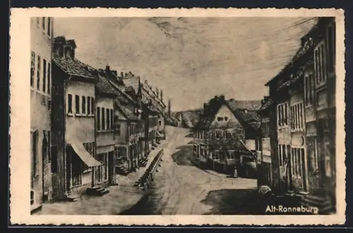 AK Ronneburg / Thüringen, Strassenpartie mit Geschäften und Unteres Tor