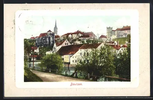 AK Bautzen, Teilansicht mit Uferstrasse