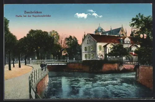 AK Zweibrücken, Partie an der Napoleonsbrücke