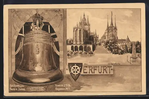 AK Erfurt, St. Severikirche und Glocke Gloriosa
