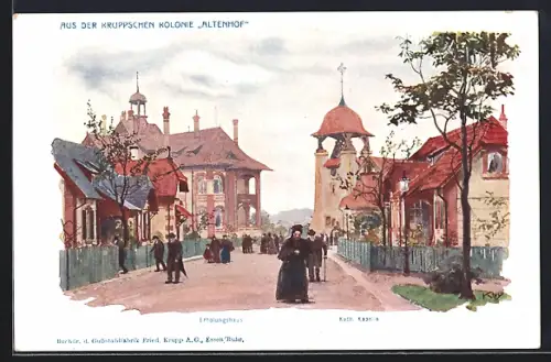 AK Essen / Ruhr, Erholgungshaus, katholische Kapelle, Krupp'sche Kolonie Altenhof