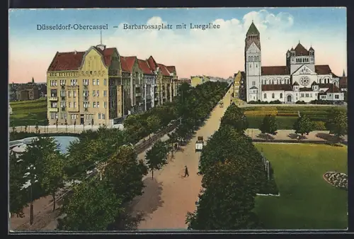 AK Düsseldorf-Obercassel, Barbarossaplatz mit Luegallee