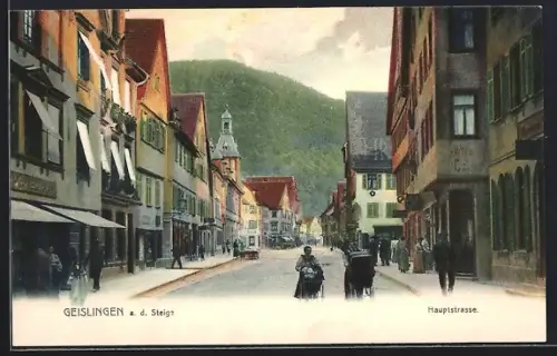 AK Geislingen / Steige, Hauptstrasse mit Ladengeschäften