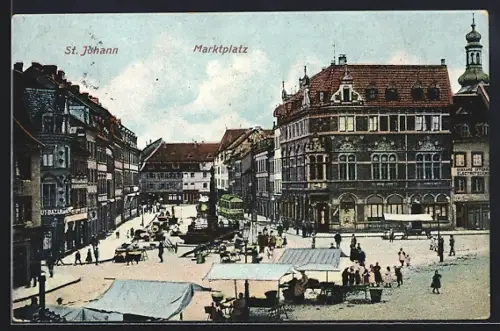 AK Saarbrücken, Sankt Johanner Marktplatz, Place du Marché St.-Jean