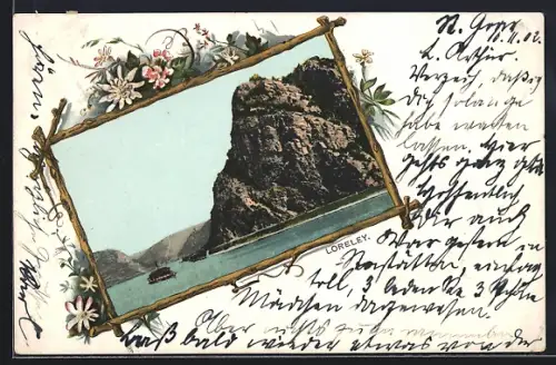 AK Dampfer passiert die Loreley