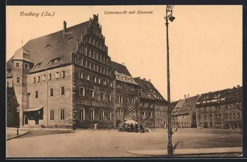 AK Freiberg /Sa., Untermarkt mit Museum