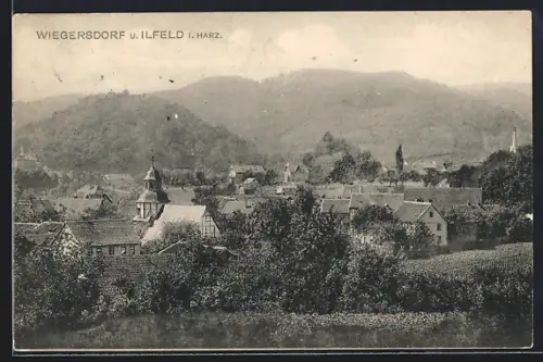 AK Wiegersdorf, Totalansicht mit Ilfeld