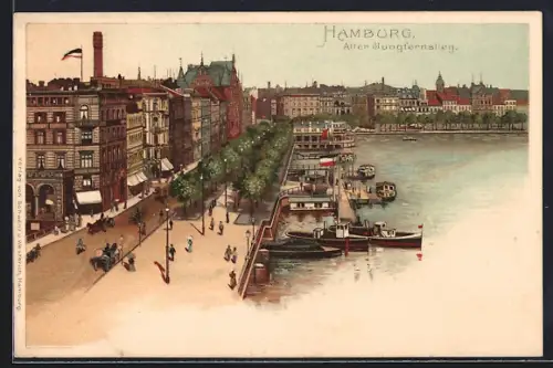 AK Hamburg-Neustadt, Schiffe am alten Jungfernstieg