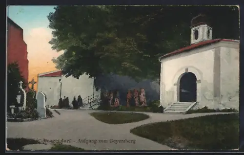 AK Deggendorf, Aufgang zum Geyersberg mit Kapelle