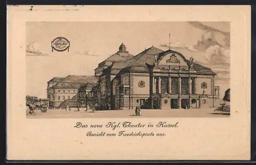 AK Kassel, Kgl. Theater, Ansicht vom Friedrichsplatz