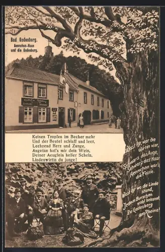 AK Bad Godesberg, Gasthaus Aennchen-Haus und die Godesburg