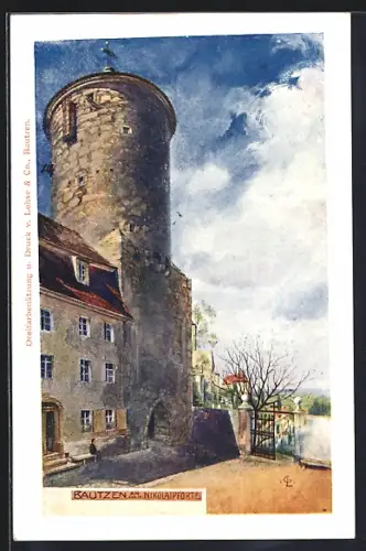 Künstler-AK Bautzen, an der Nicolaipforte
