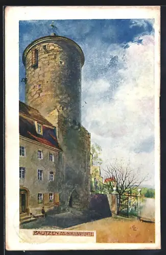 Künstler-AK Bautzen, An der Nikolaipforte