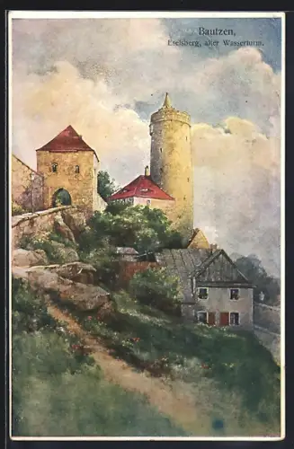 AK Bautzen, Eselsberg mit altem Wasserturm
