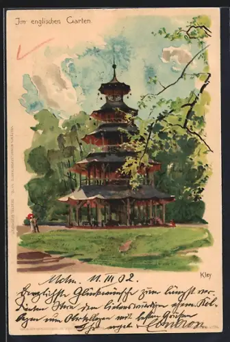 Künstler-AK Heinrich Kley: München, Partie im englischen Garten