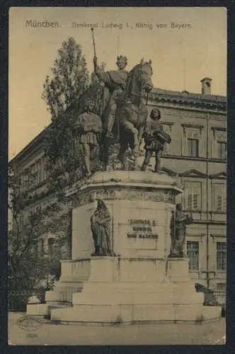 AK München, Blick zum Denkmal Ludwig I., König von Bayern