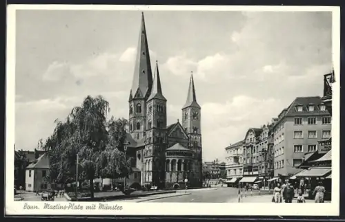 AK Bonn, Martins-Platz mit Münster