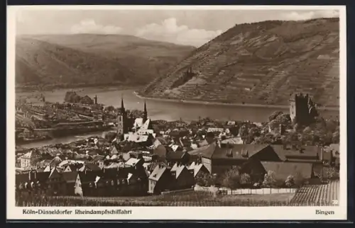 AK Bingen / Rhein, Stadtansicht, Rhein, Burg, Kirche