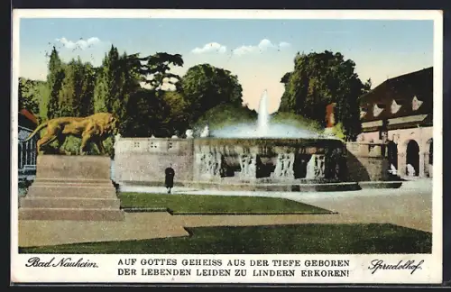 AK Bad Nauheim, Ansicht des Sprudelhofs mit Löwenstatue