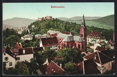 AK Badenweiler, Teilansicht mit Kirche