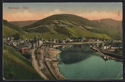 AK Bernkastel, Totalansicht mit Flusspartie