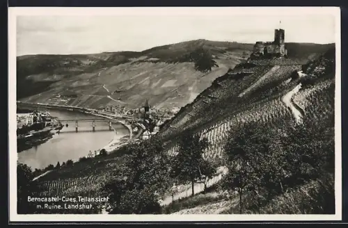 AK Bernkastel-Kues, Teilansicht mit Ruine Landshut
