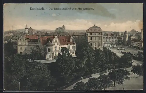AK Darmstadt, Das Residenzschloss vom Museumsturm