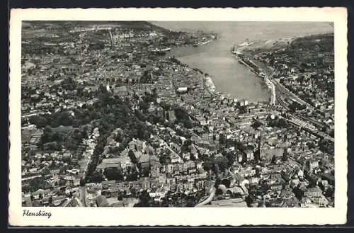 AK Flensburg, Totalansicht vom Flugzeug aus
