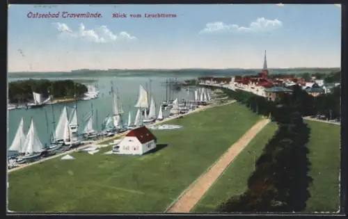 AK Travemünde, Blick vom Leuchtturm auf den Ort
